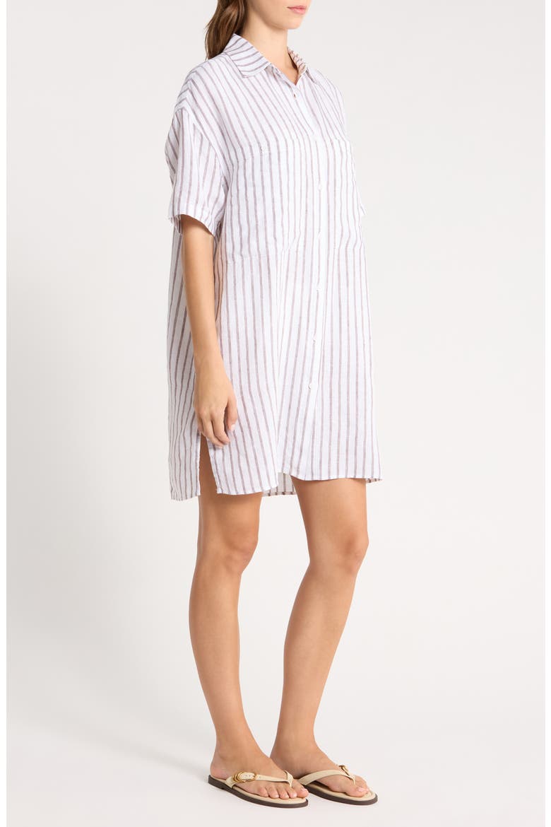 Getaway Stripe Linen Minidress Cover-Up