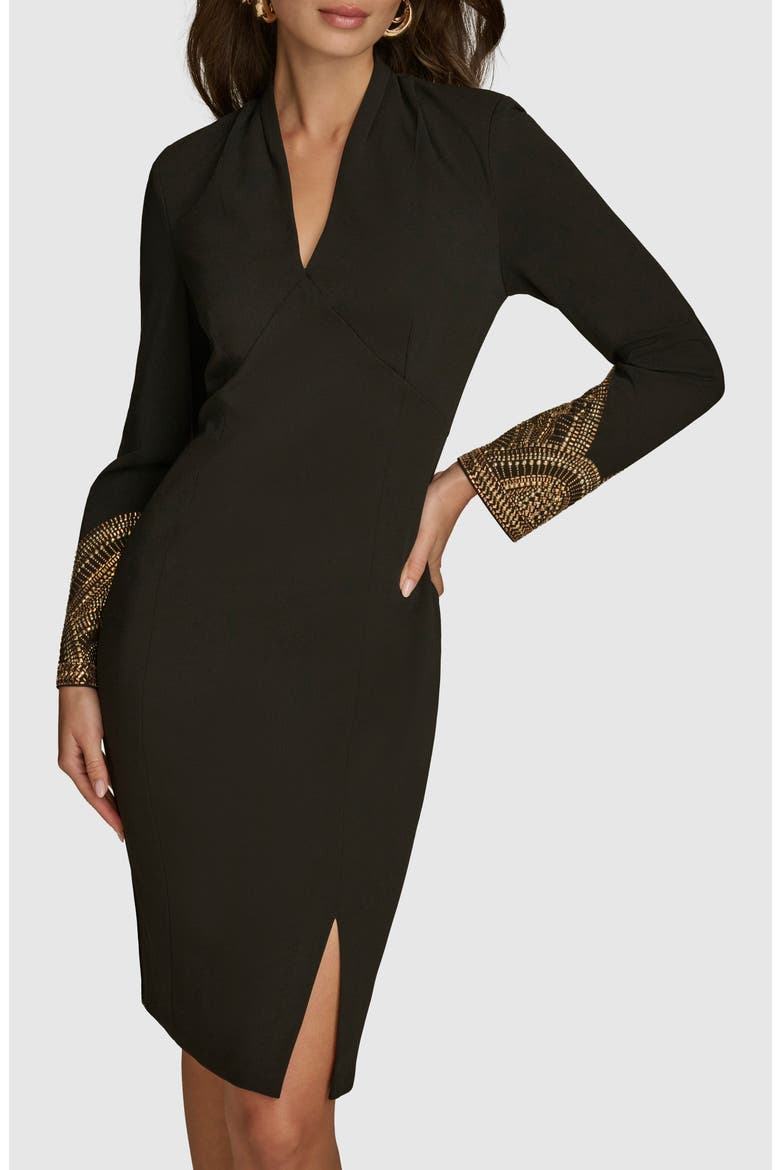 Embellished Long Sleeve Sheath Dress