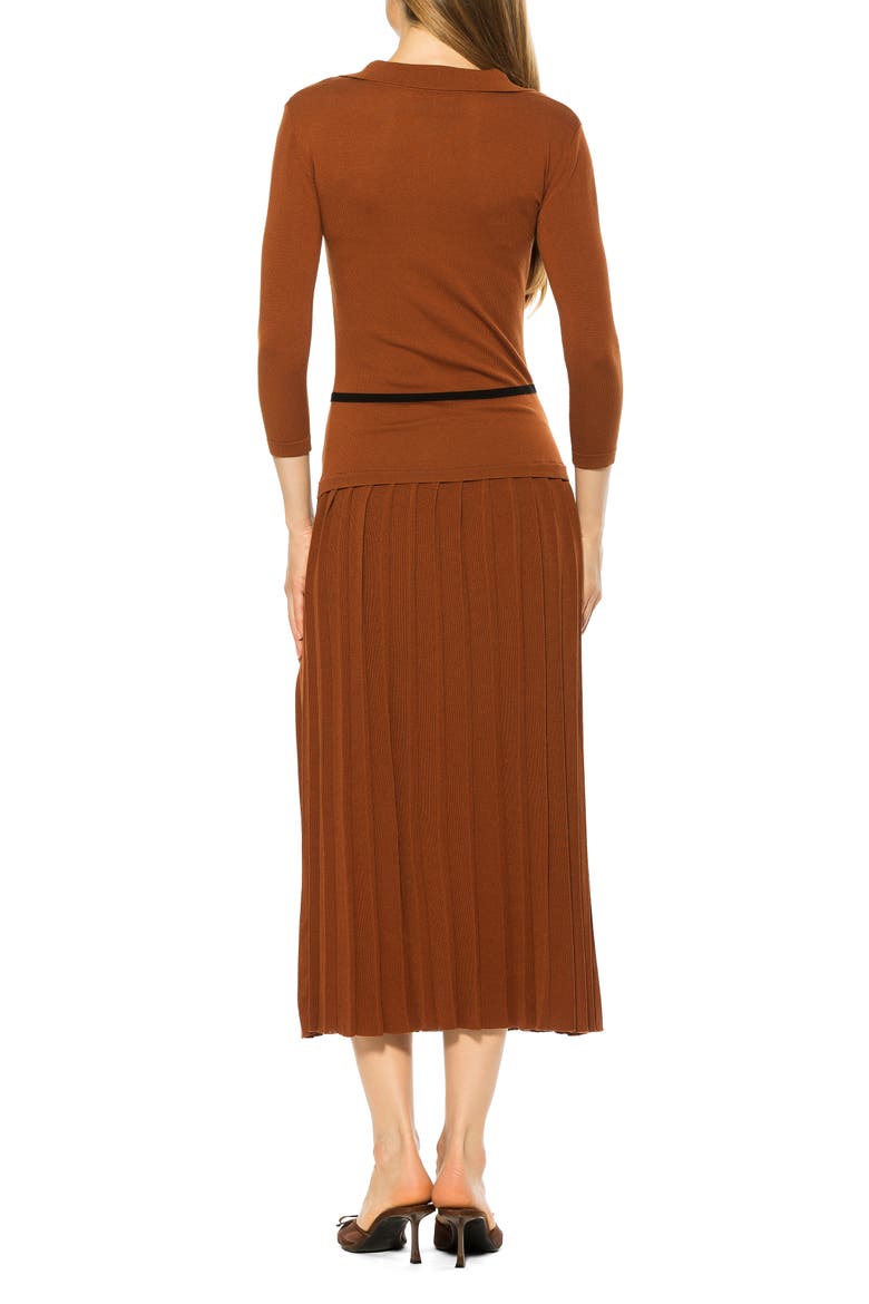 Sable Pleated Knit Midi Dress