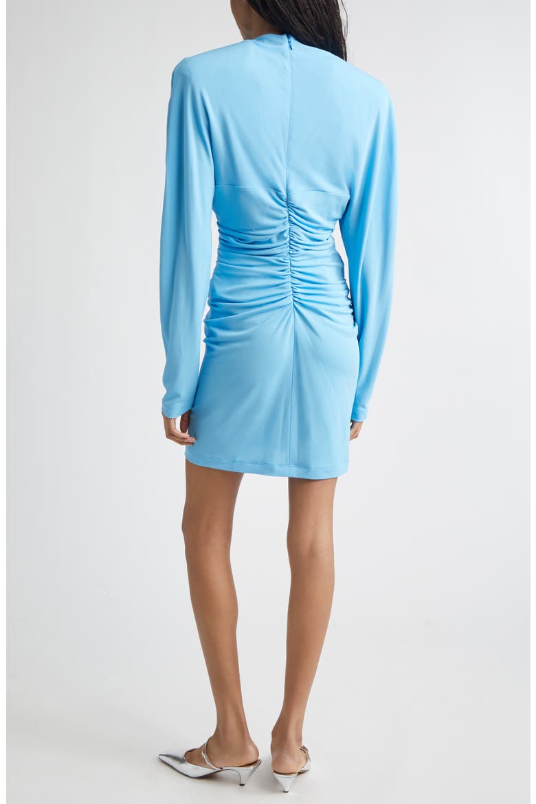 Pleated Long Sleeve Crepe Jersey Minidress