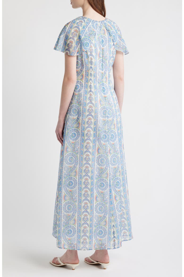 Davina Capelet Sleeve Cotton & Silk Maxi Dress