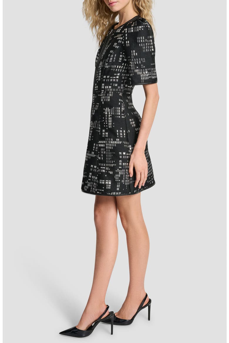 Front Zip Abstract Jacquard Minidress