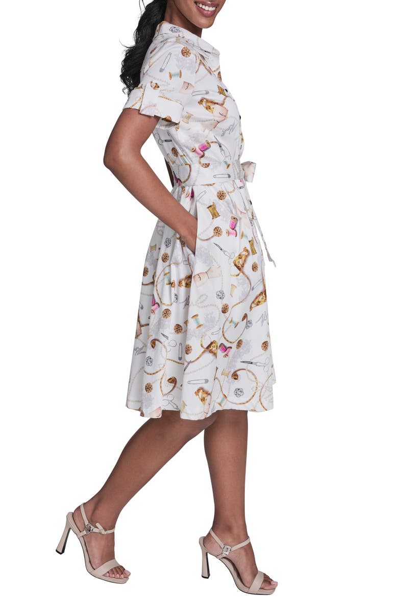 Print Tie Waist Shirtdress