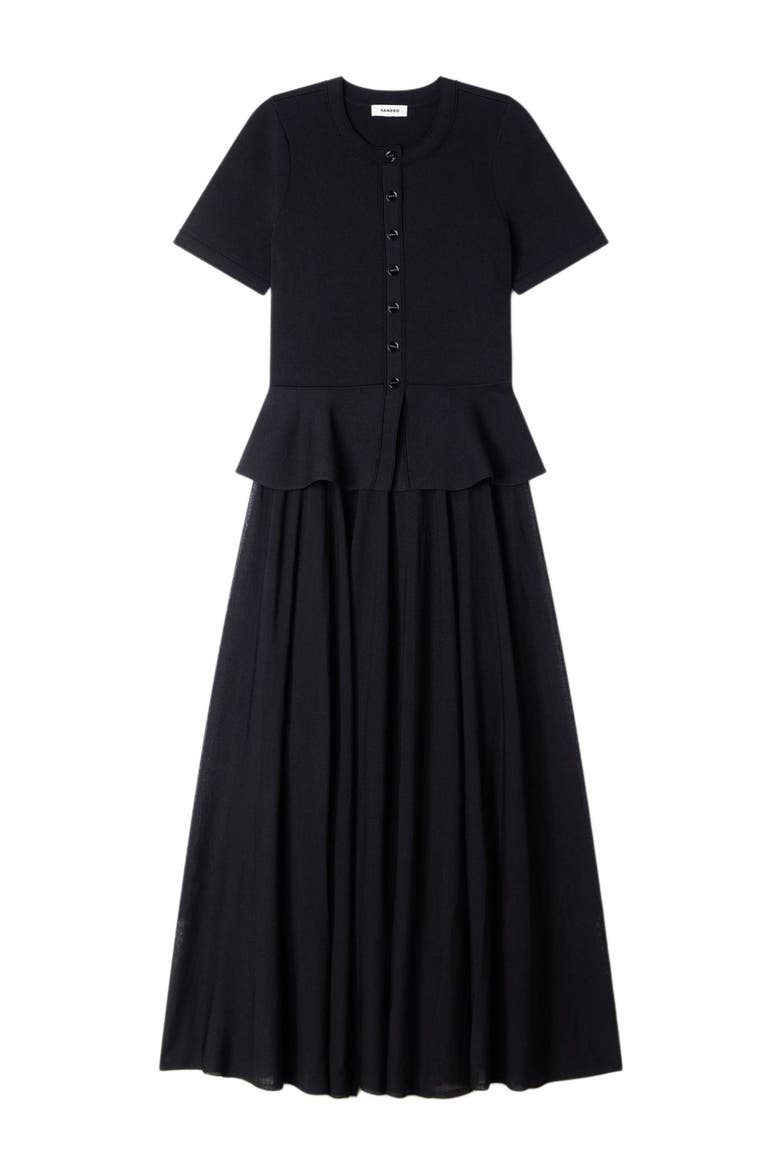 Knit maxi dress with peplum