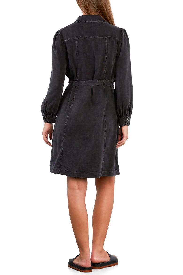 Sweet Fade Tie Waist Denim Shirtdress