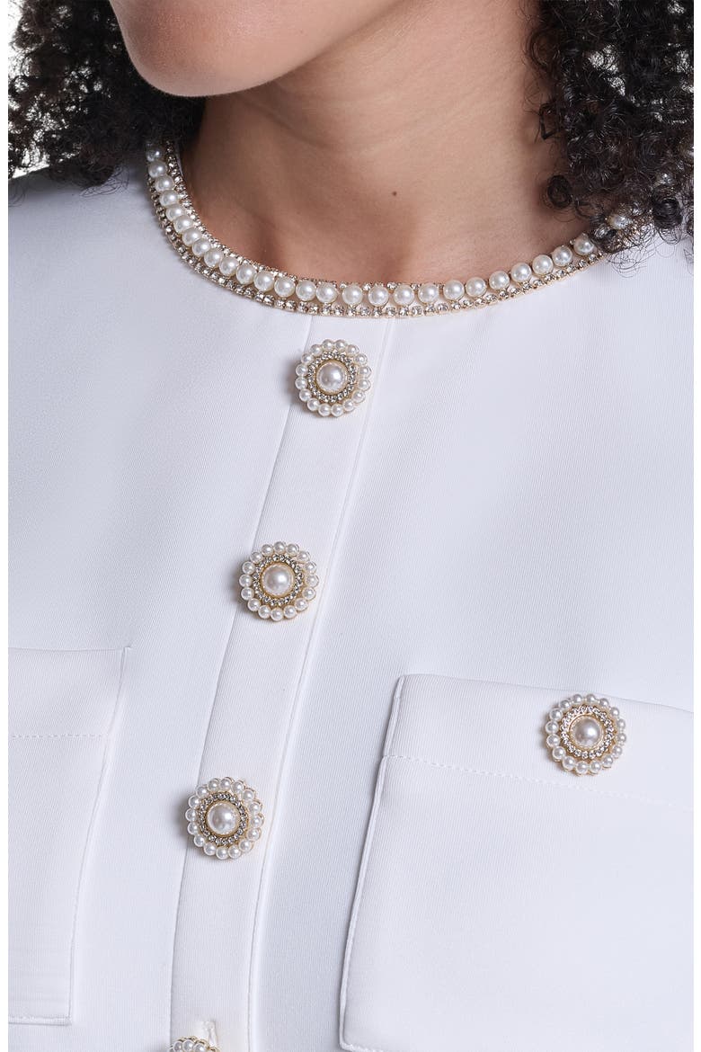 Mixed Media Short Sleeve A-Line Gown