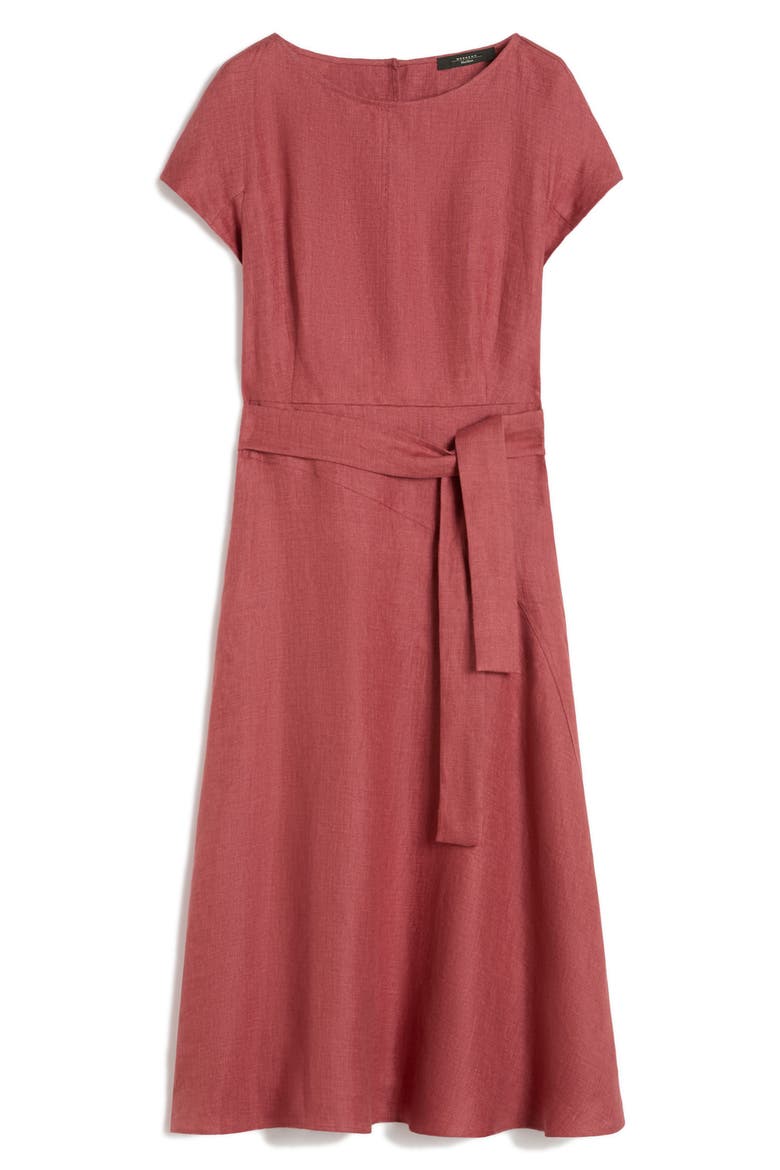 Esordio Belted Linen Canvas A-Line Midi Dress