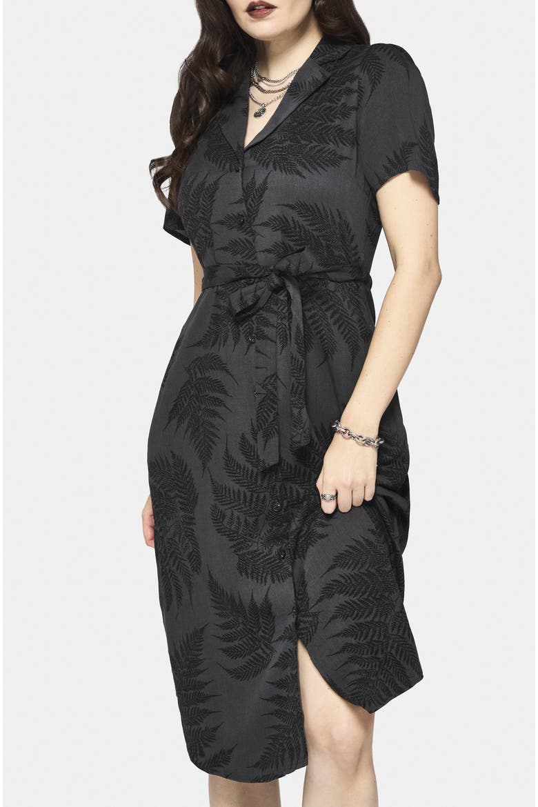Ruin Fern Button Midi Shirt Dress
