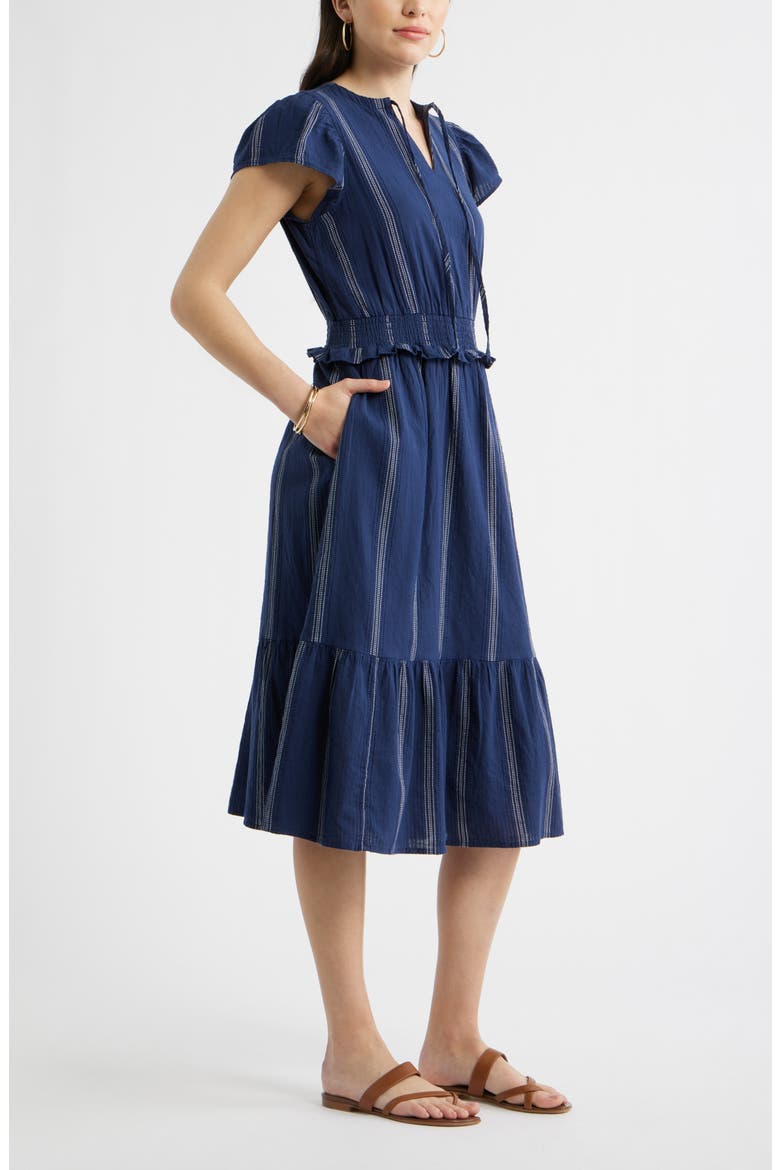 Puff Sleeve Frill Flared Midi Dress