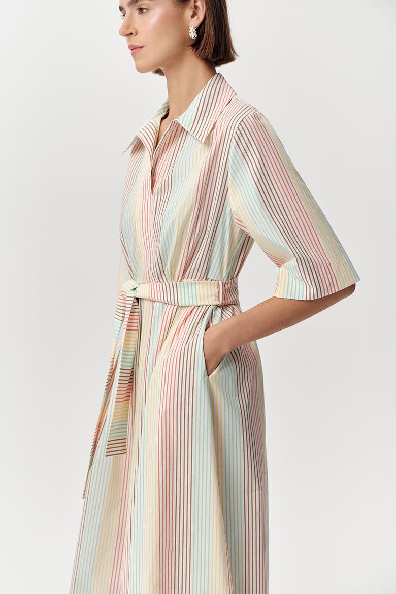 Keitha Belted Striped Midi Dress