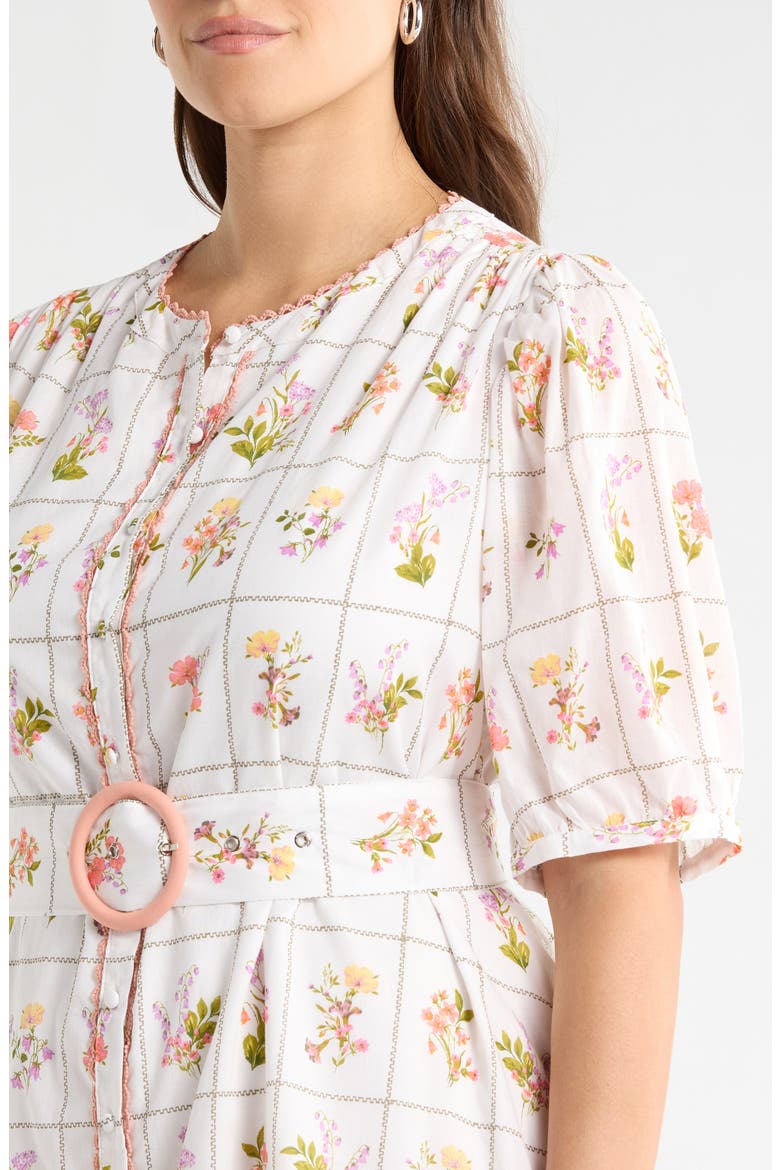 Diane Floral Redna Belted Cotton Button-Up Minidress