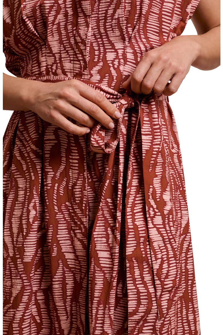 Tie Waist Relaxed V-Neck Midi Dress