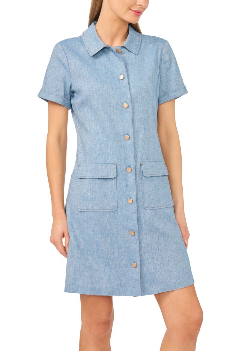 Chambray Cotton & Linen Blend Shirtdress
