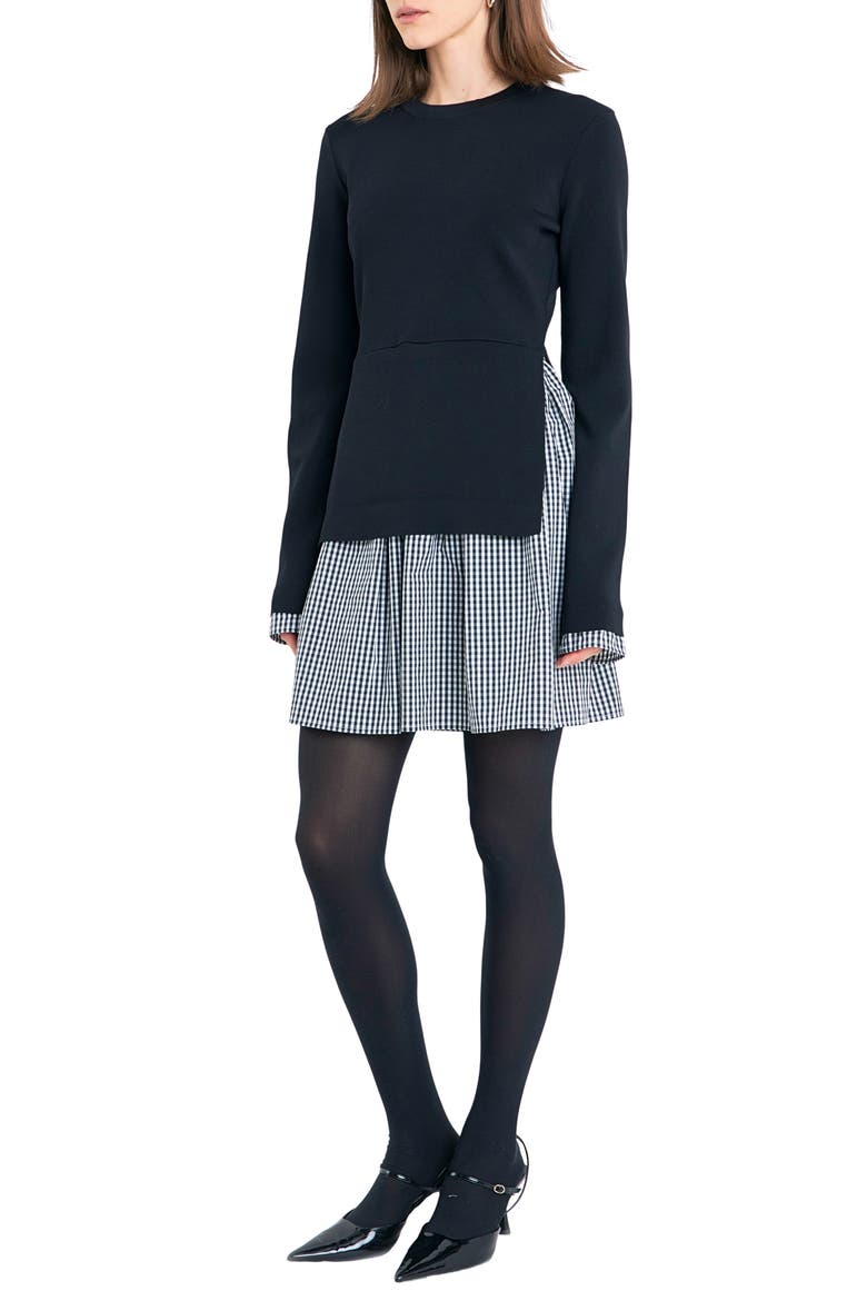 Mixed Media Long Sleeve Minidress