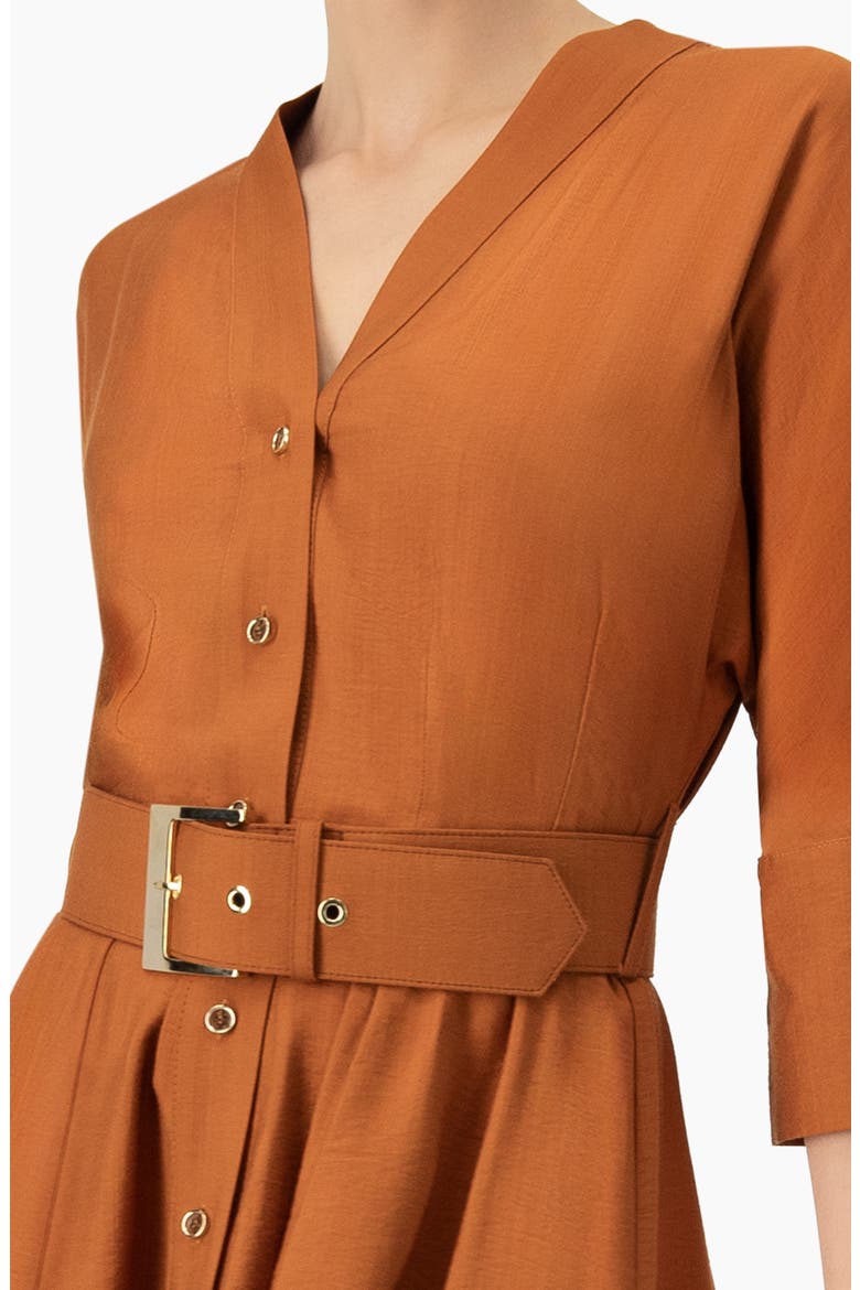 Dolman Sleeve Solid Dress with Belt