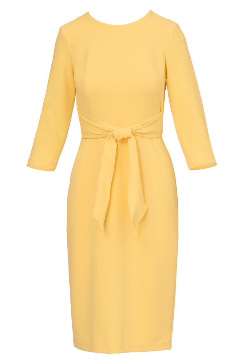 Tie Waist Crepe Sheath Dress
