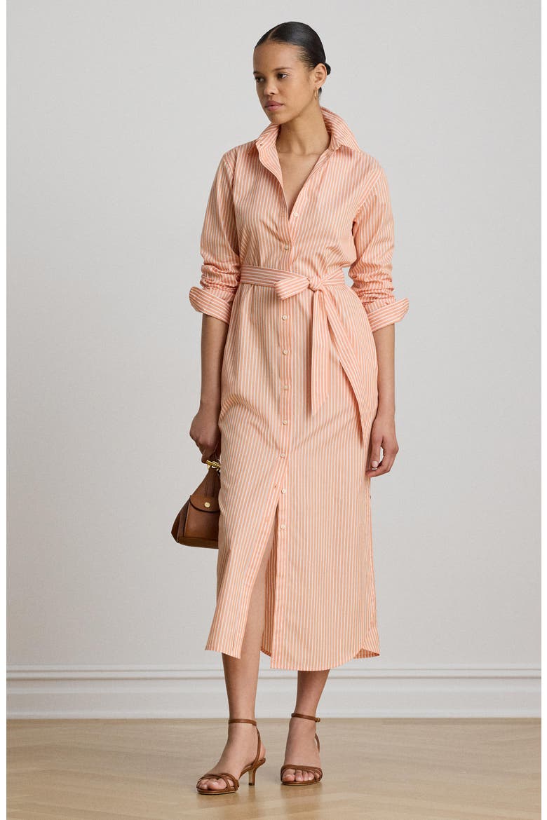 Stripe Long Sleeve Midi Shirtdress