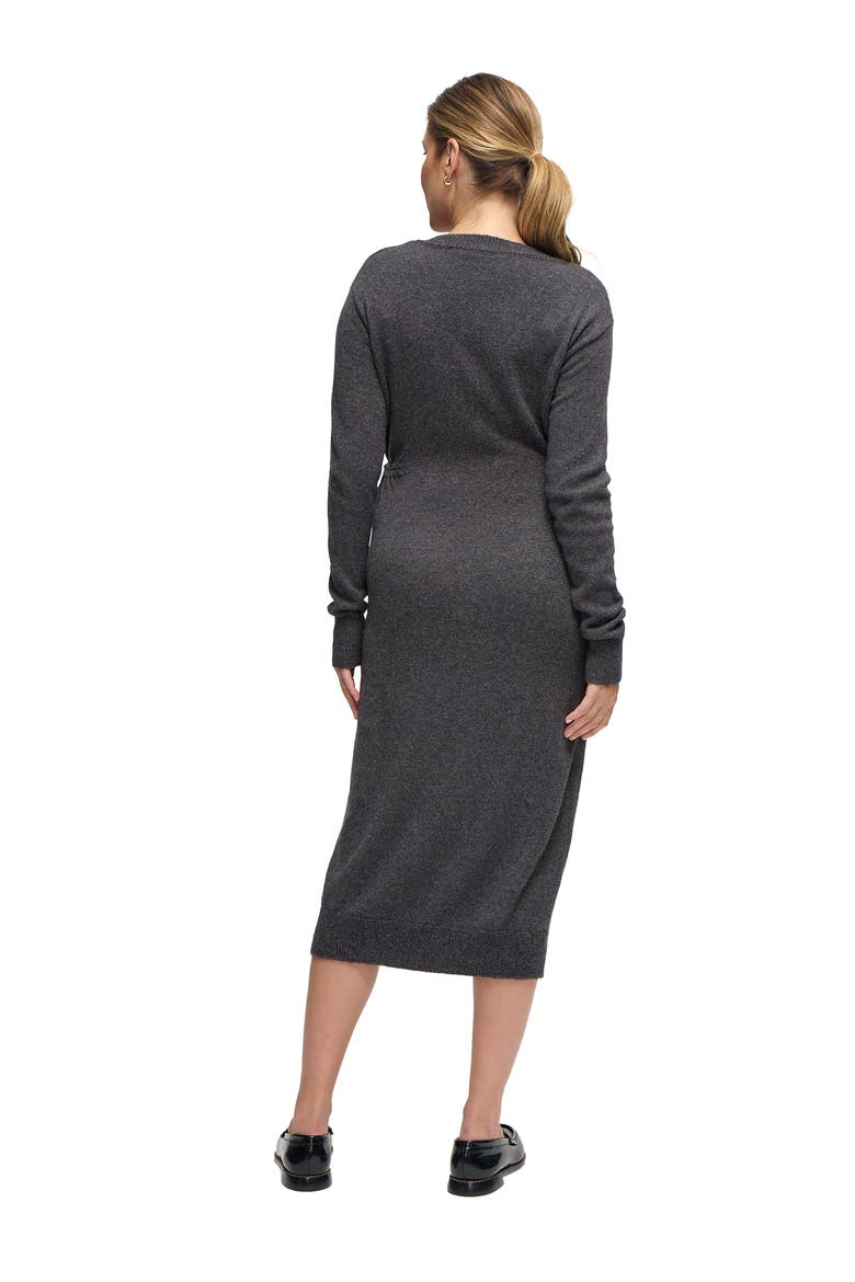 Cozy V-Neck Side Tie Sweater Midi Maternity Dress
