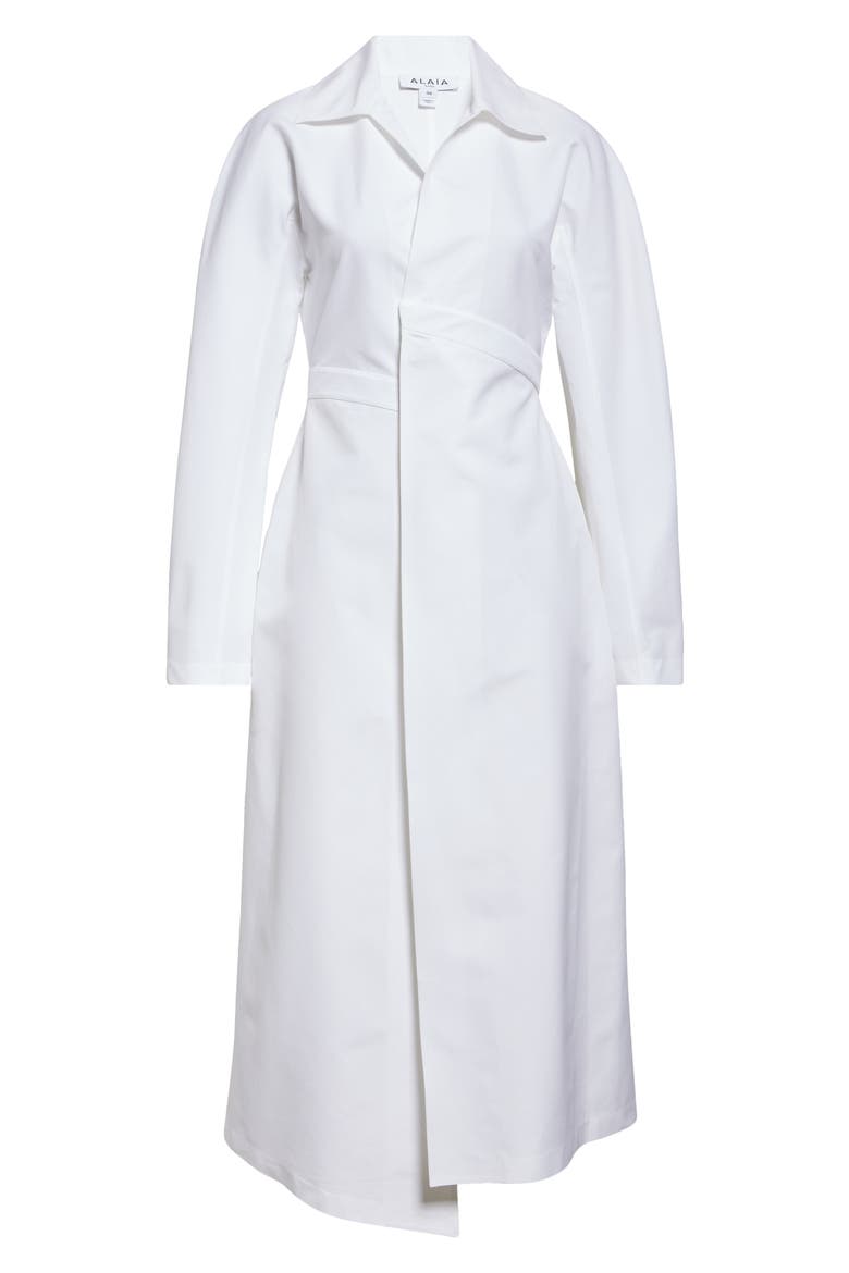 Long Sleeve Cotton Poplin Midi Wrap Shirtdress
