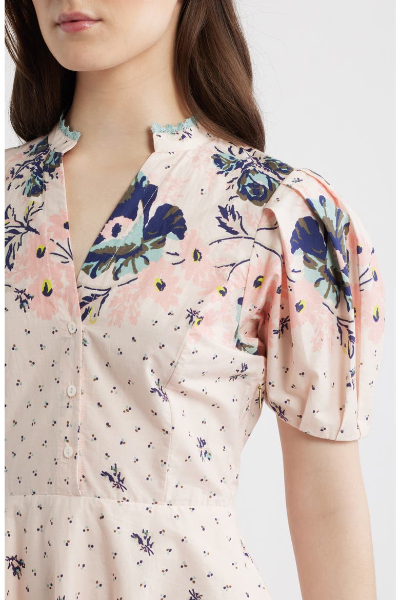 Micah Mixed Floral Print Organic Cotton Poplin Minidress