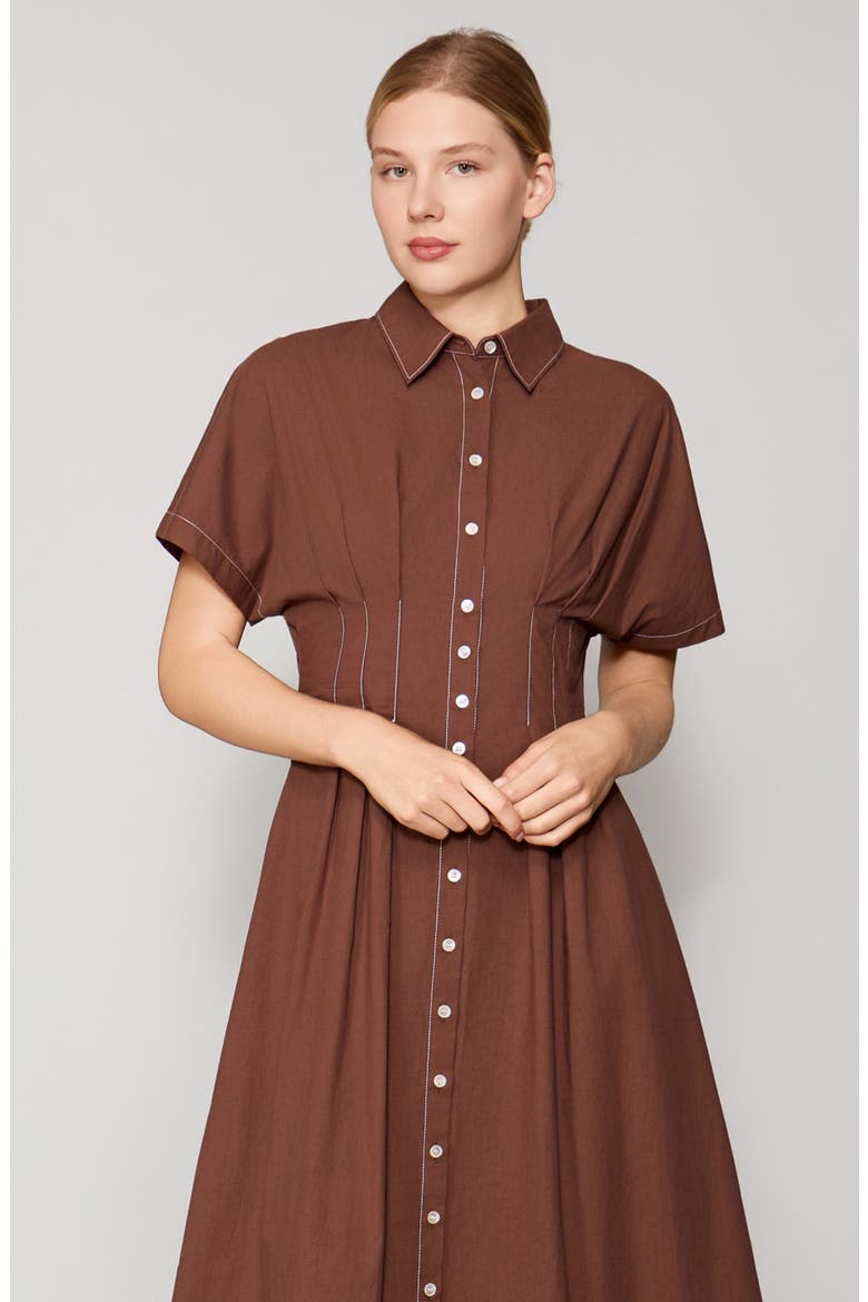 Contrast Stitch Midi Shirtdress