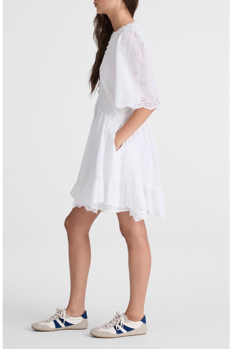 Eyelet Flutter Sleeve Cotton Minidress