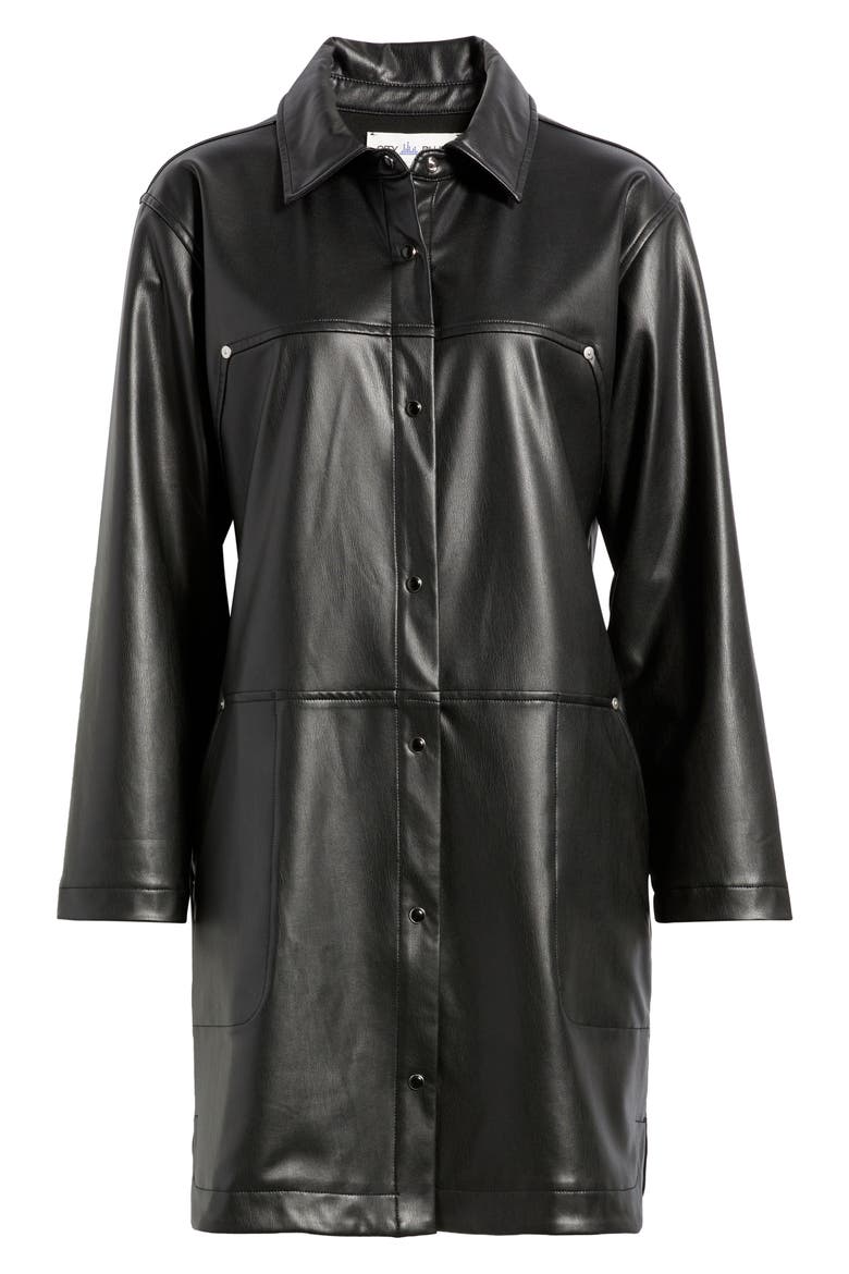 Long Sleeve Faux Leather Shirtdress