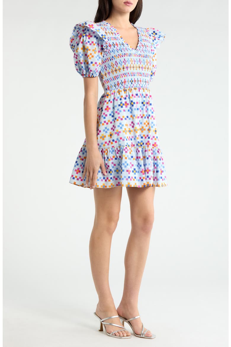 Kessa Geo Smocked Minidress