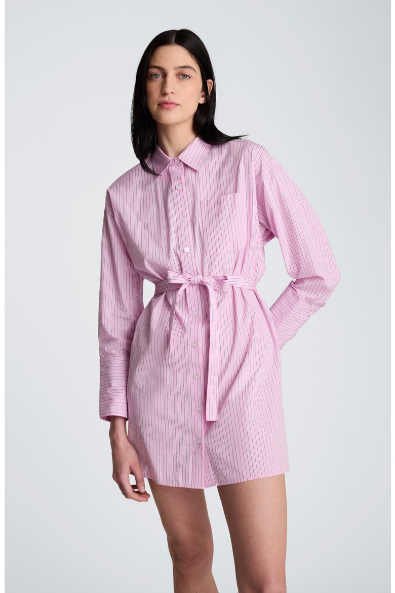 Drop Shoulder Tie Waist Shirtdress