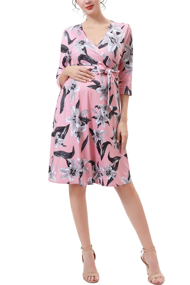 Sophie Floral Faux Wrap Maternity Nursing Dress