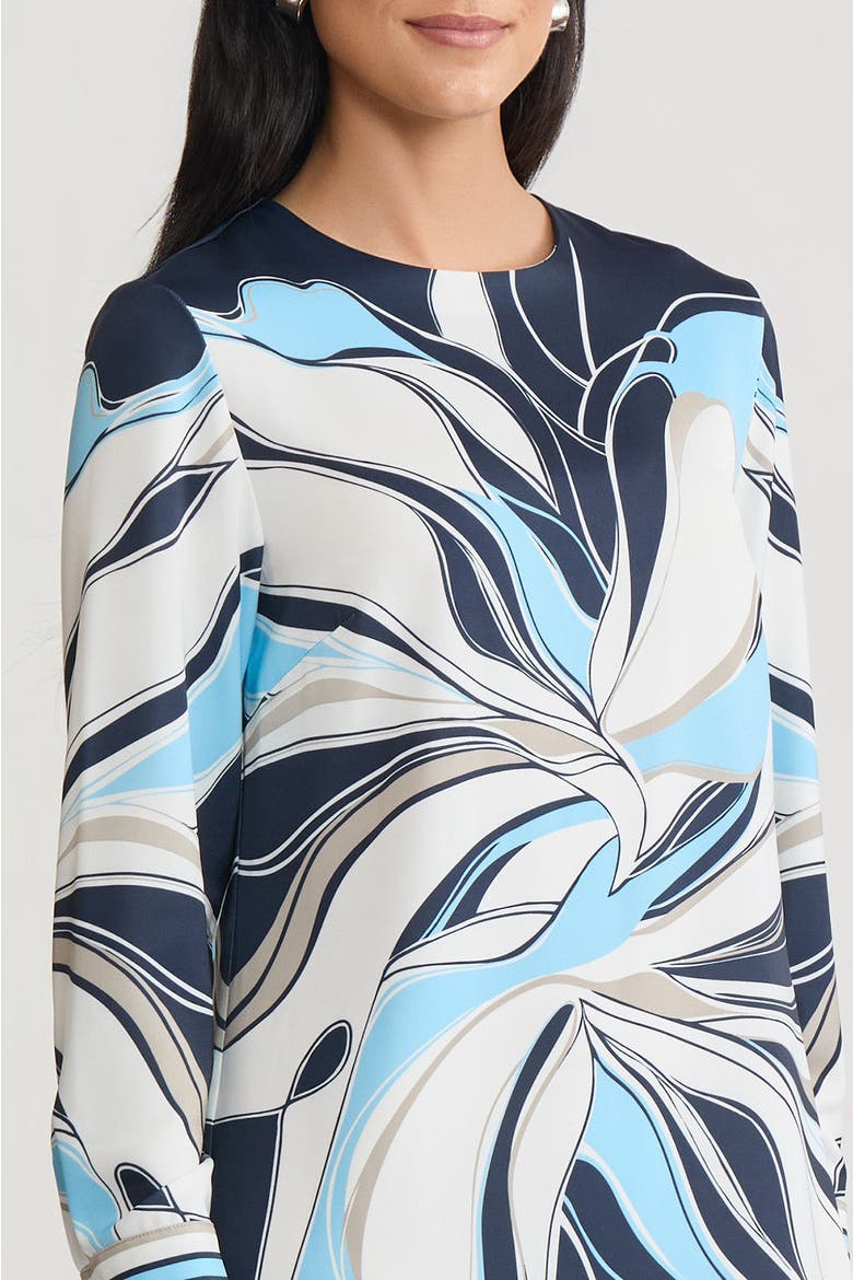 Floral Abstract Crepe de Chine Shift Dress