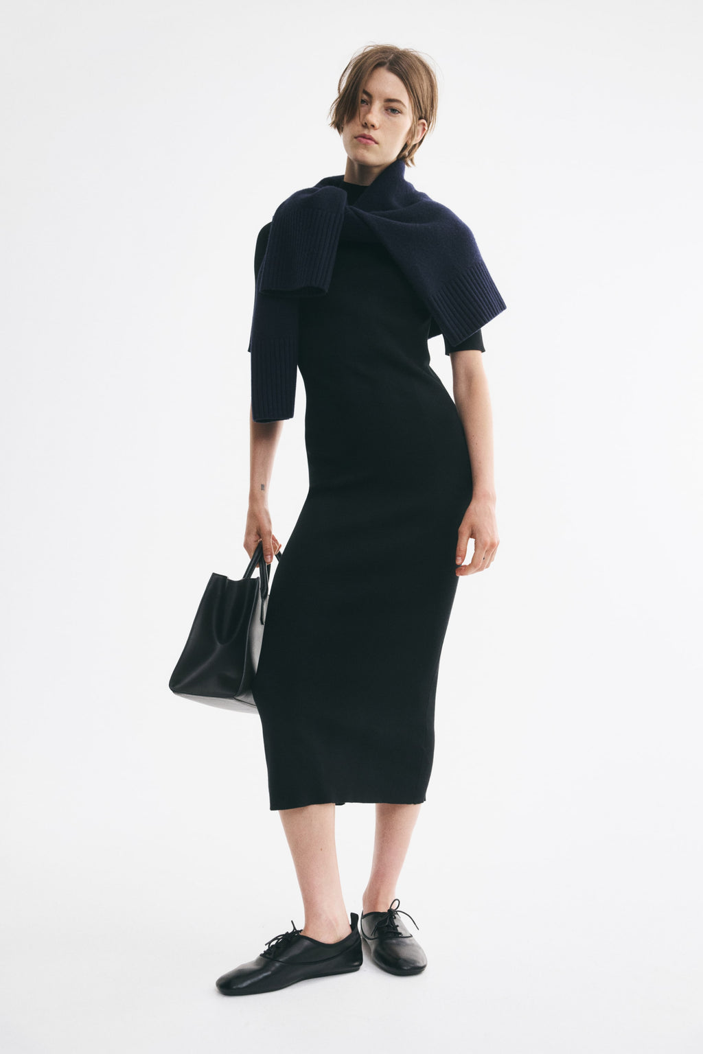 Fine-Knit Silk-Blend Mock Turtleneck Dress
