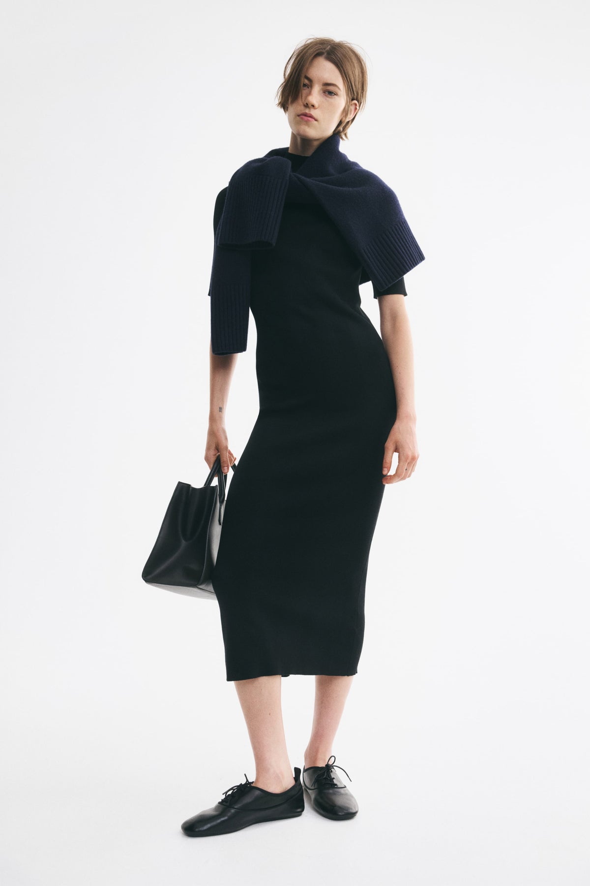 Fine-Knit Silk-Blend Mock Turtleneck Dress