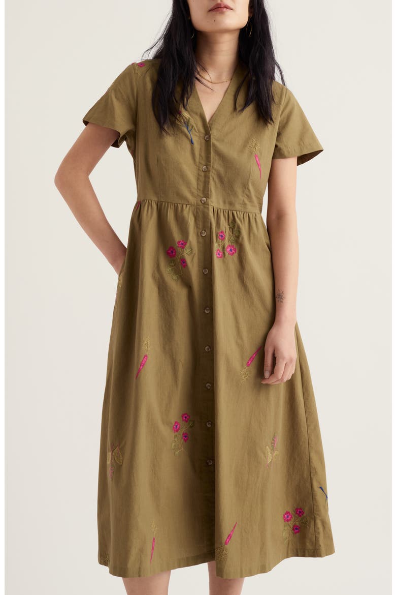 Fowen Embroidered Organic Cotton Midi Dress