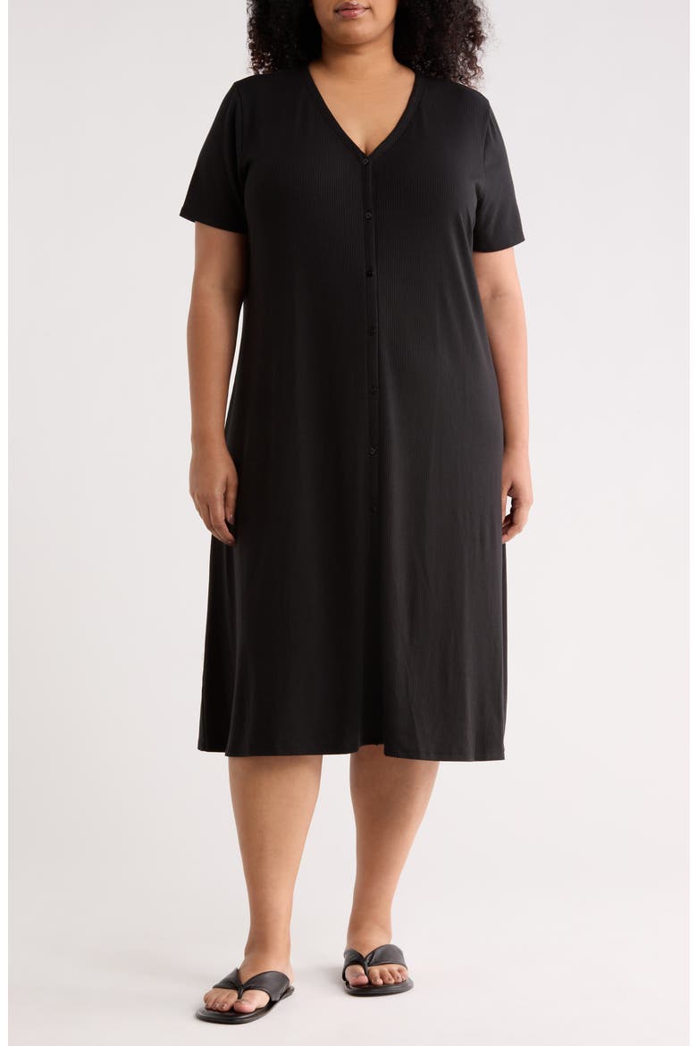 Ribbed V-Neck Dress