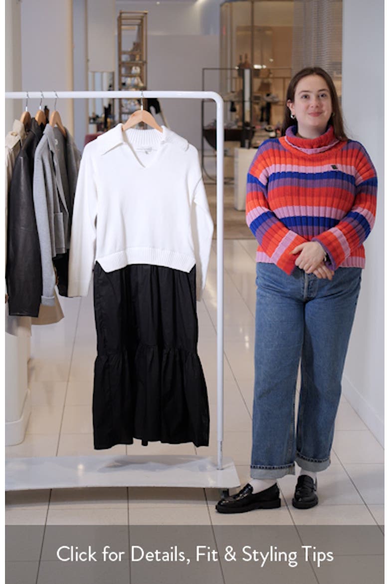 Mixed Media Long Sleeve Sweater Midi Dress