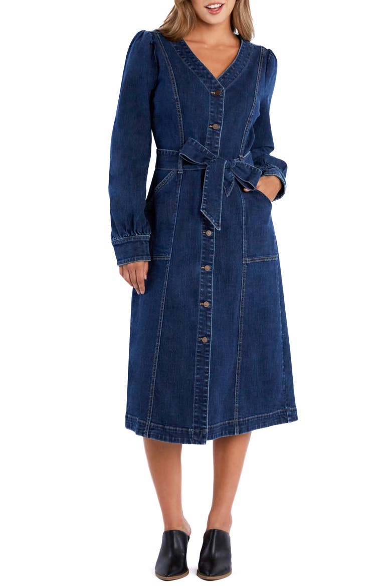 Noelle Long Sleeve Denim Midi Dress