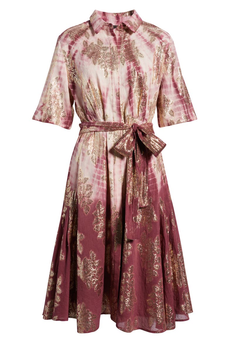 Tara Metallic Print Tie Waist Dress