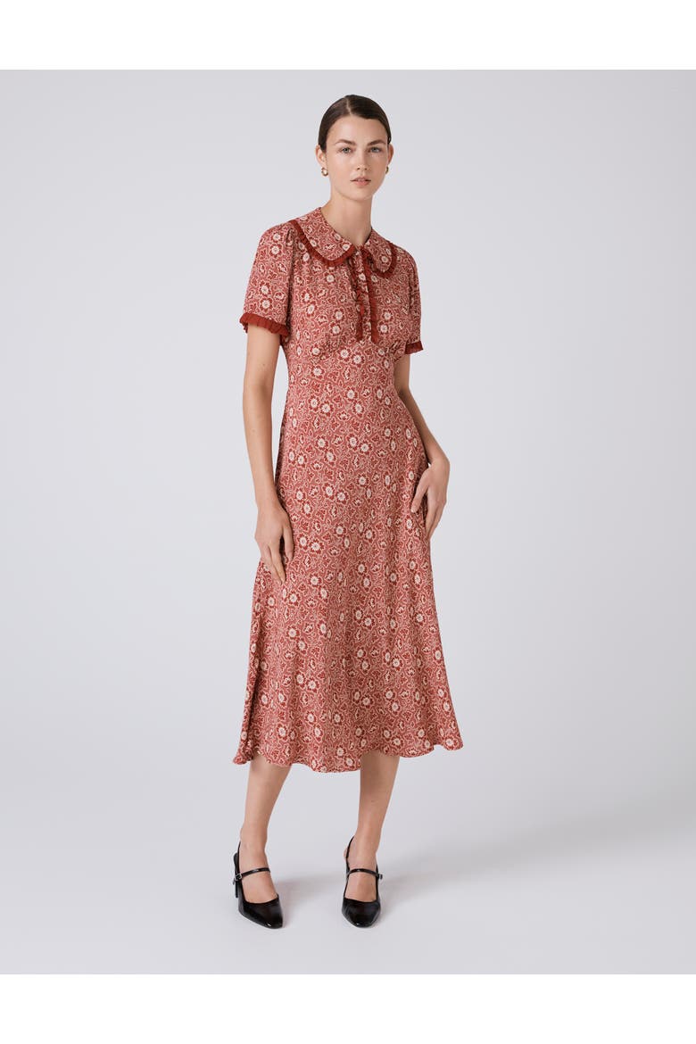 Taylor Floral Crepe Midi Tea Dress