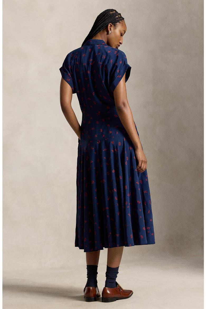 Floral Viscose Midi Shirt Dress
