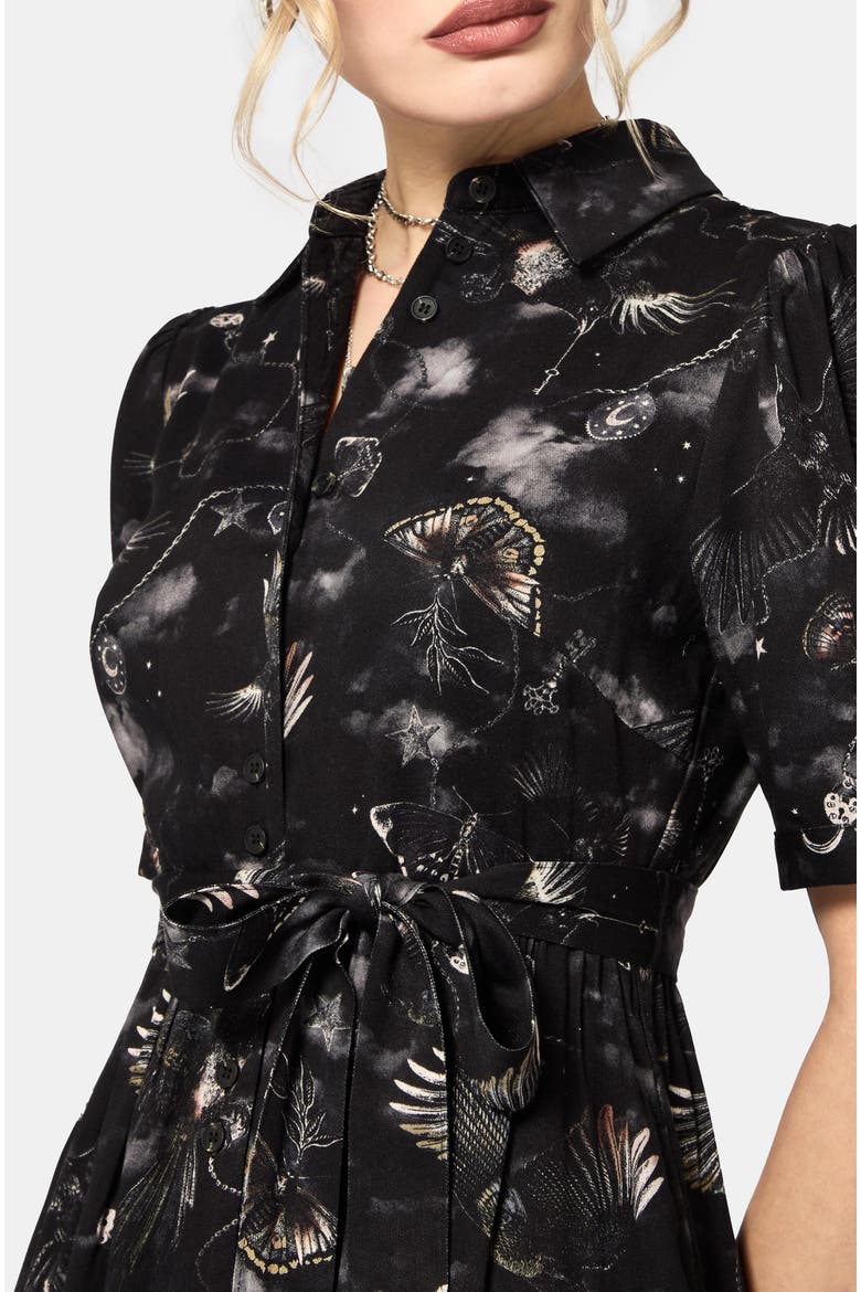 Crimson Magpie And Moth Midi Shirt Dress