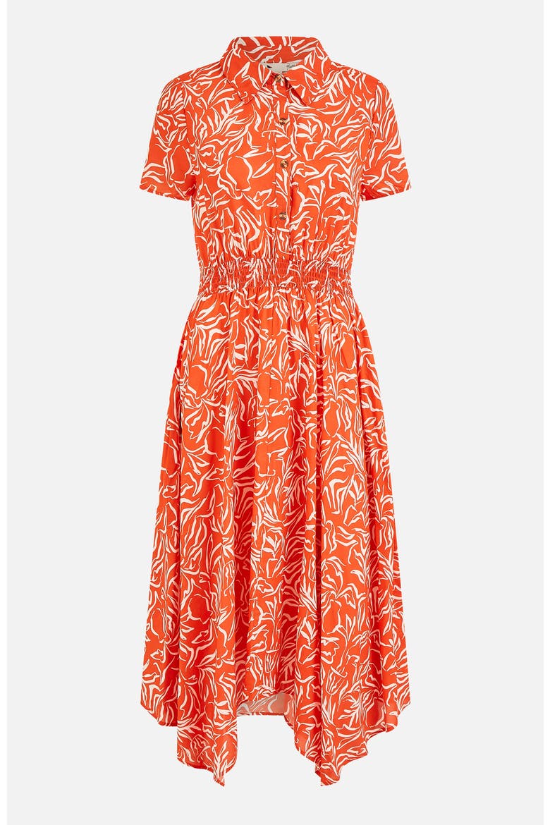 Printed Midi Ruched Shirt Dress
