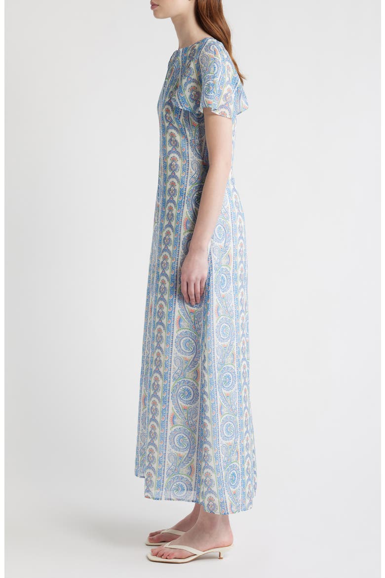 Davina Capelet Sleeve Cotton & Silk Maxi Dress