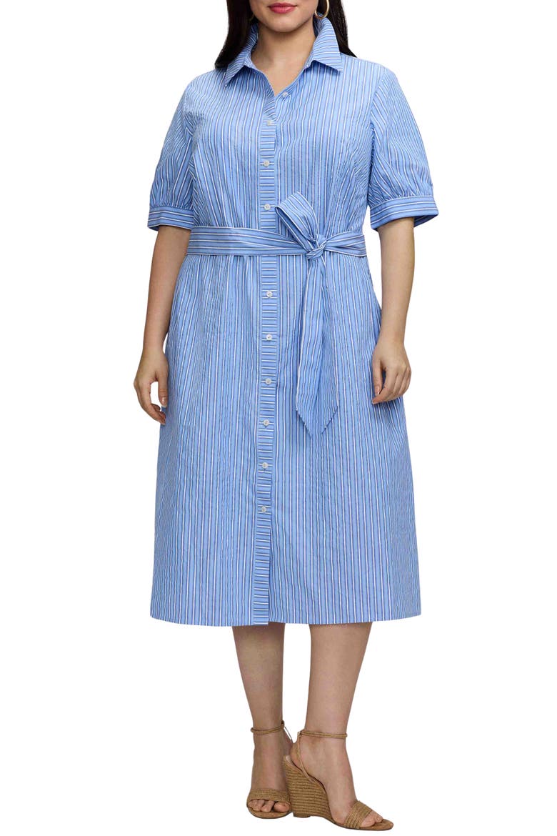 Esther Belted Stripe Cotton Shirtdress
