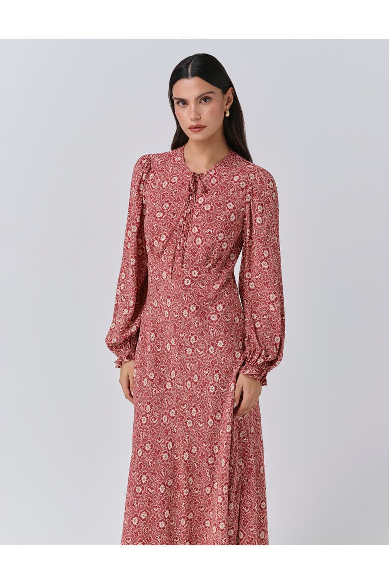 Stella Floral Crepe Tie Front Midi Dress