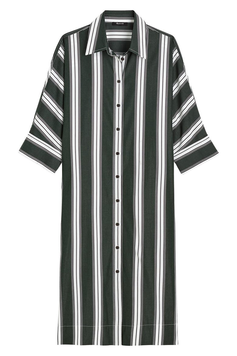 Stripe Dolman Sleeve Poplin Midi Shirtdress