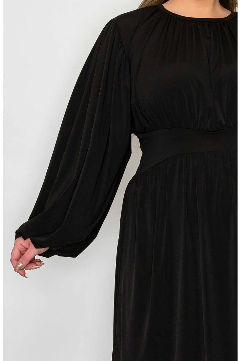Audrey Gathered Long Sleeve Midi Dress