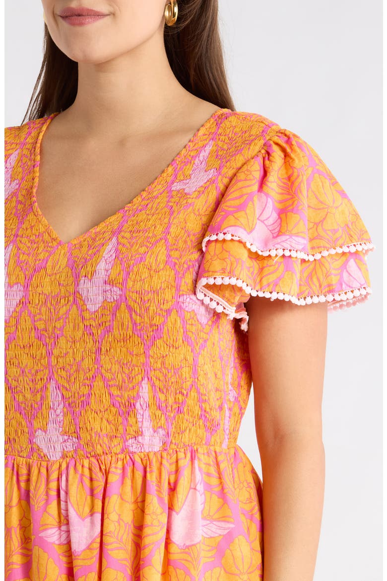 Jaidy Floral Patte Tiered Midi Dress