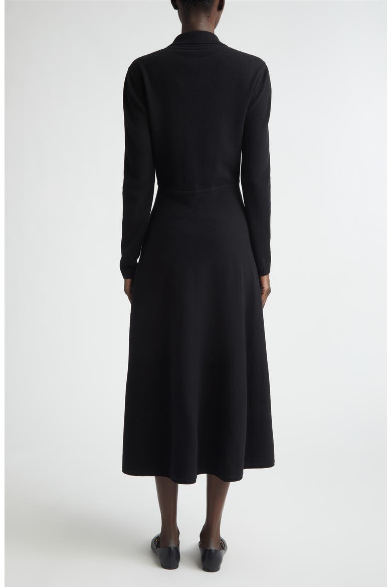 Mixed Media Long Sleeve Wool & Cashmere Midi Sweater Dress