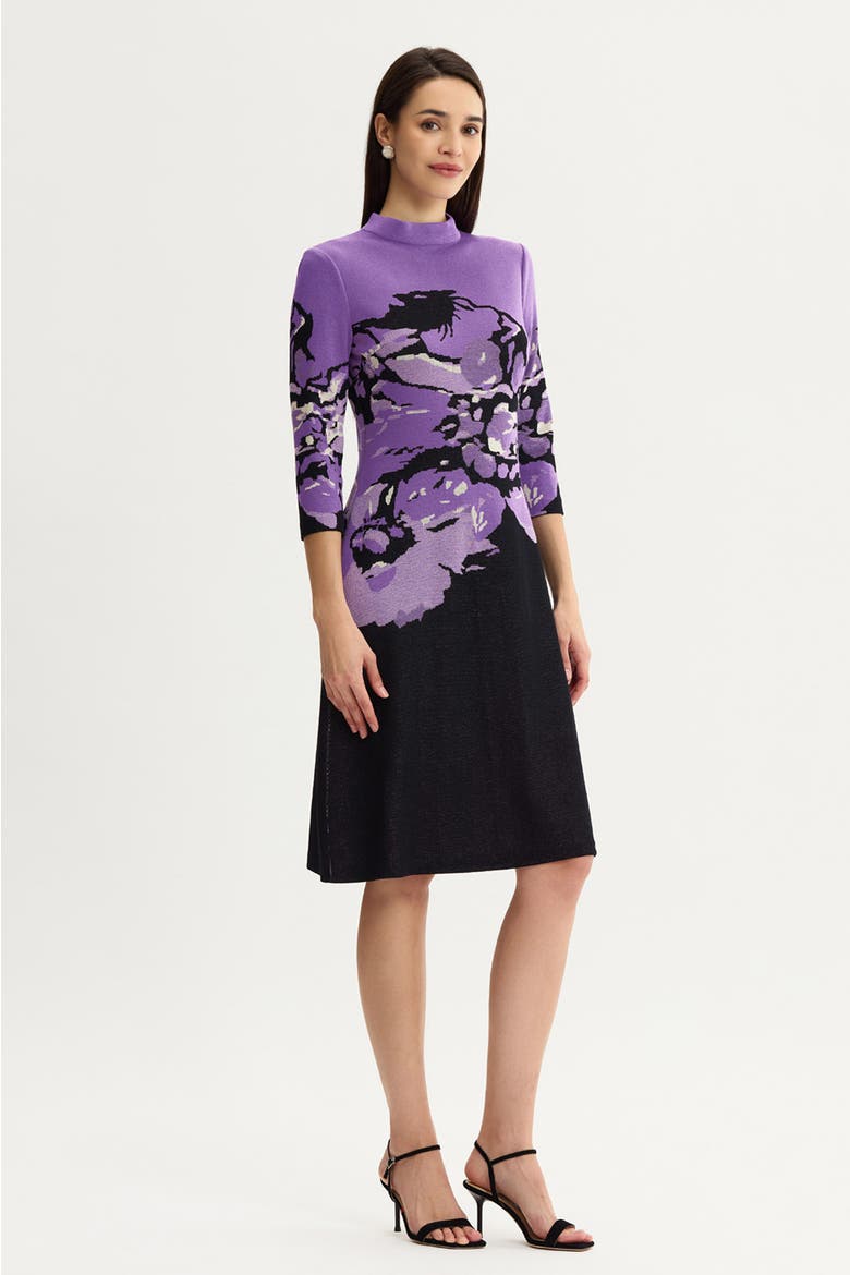 A-Line Abstract Jacquard Soft Knit Dress